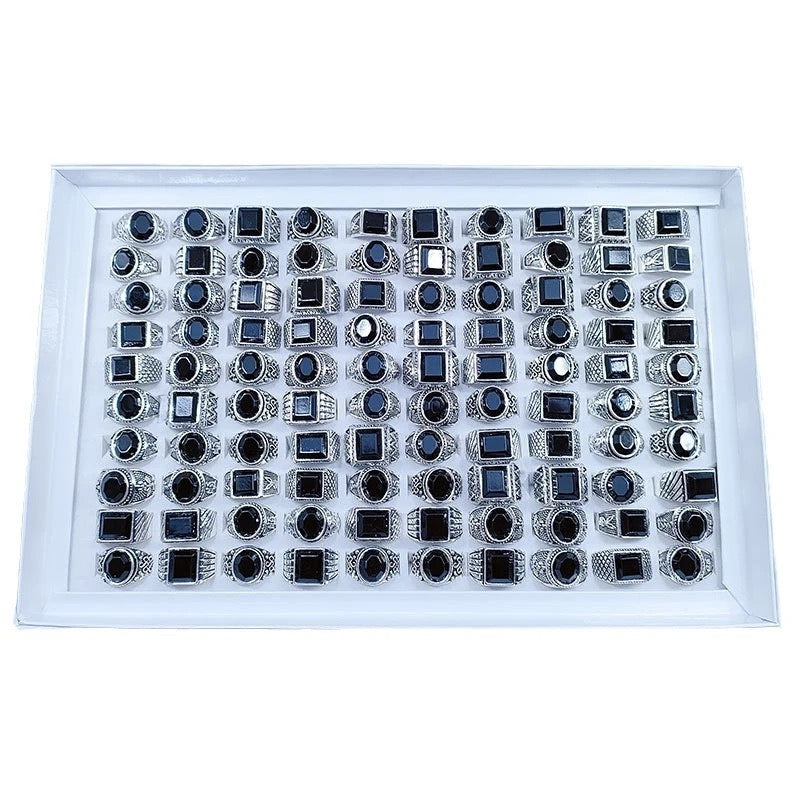Bague chevaliere homme pierre noir mix