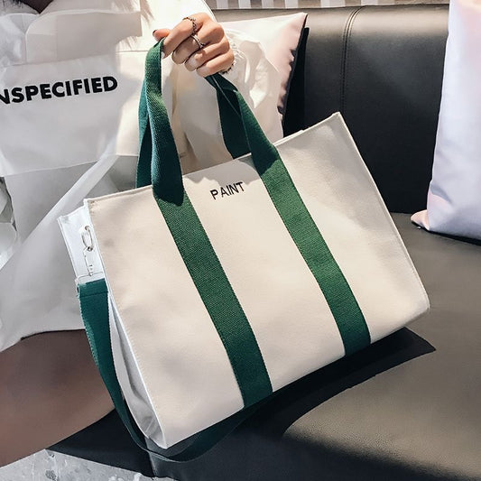Sac à main femme blanc vert à toile