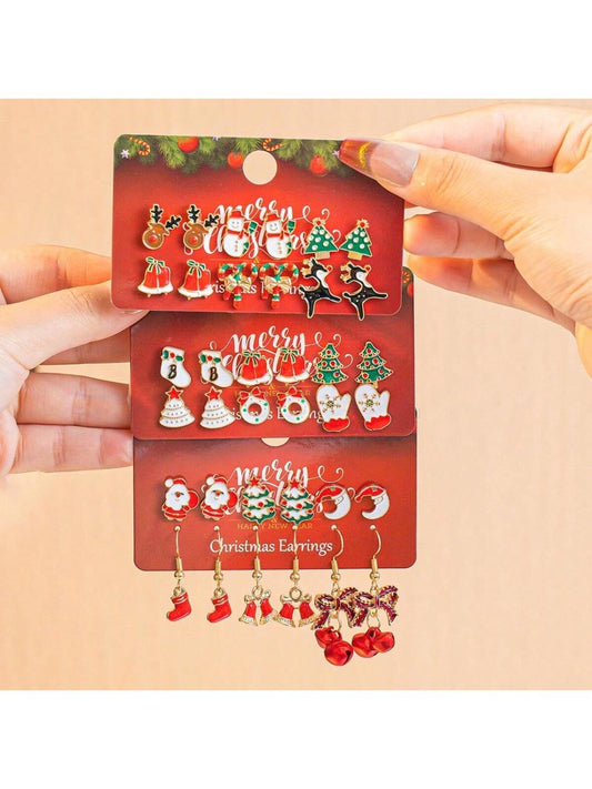 Lot de 18 Boucles d’oreille motif Noël