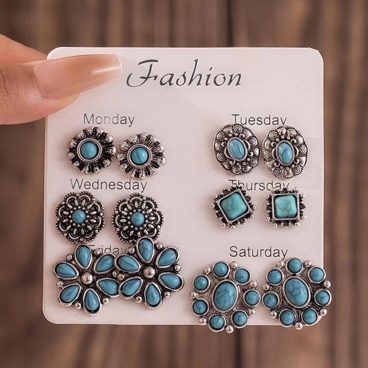 Ensemble 6 paires boucle oreille jour semaine