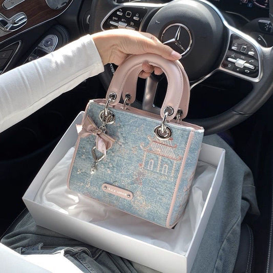 Sac à main femme bleu rose