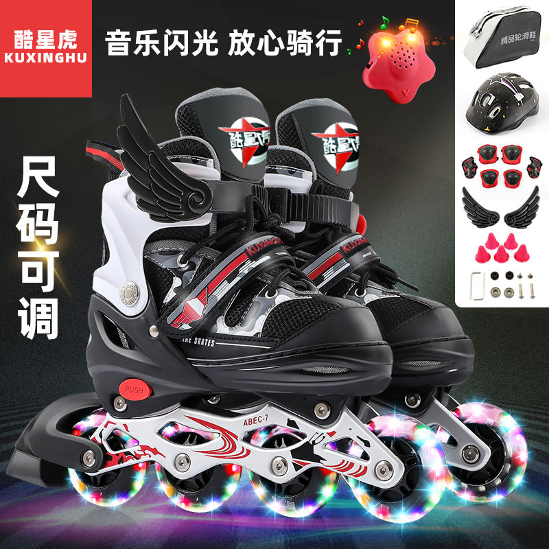 Ensemble complet de patins à roulettes pour enfants pour garçons et filles