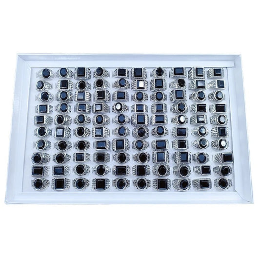 Bague chevaliere homme pierre noir mix