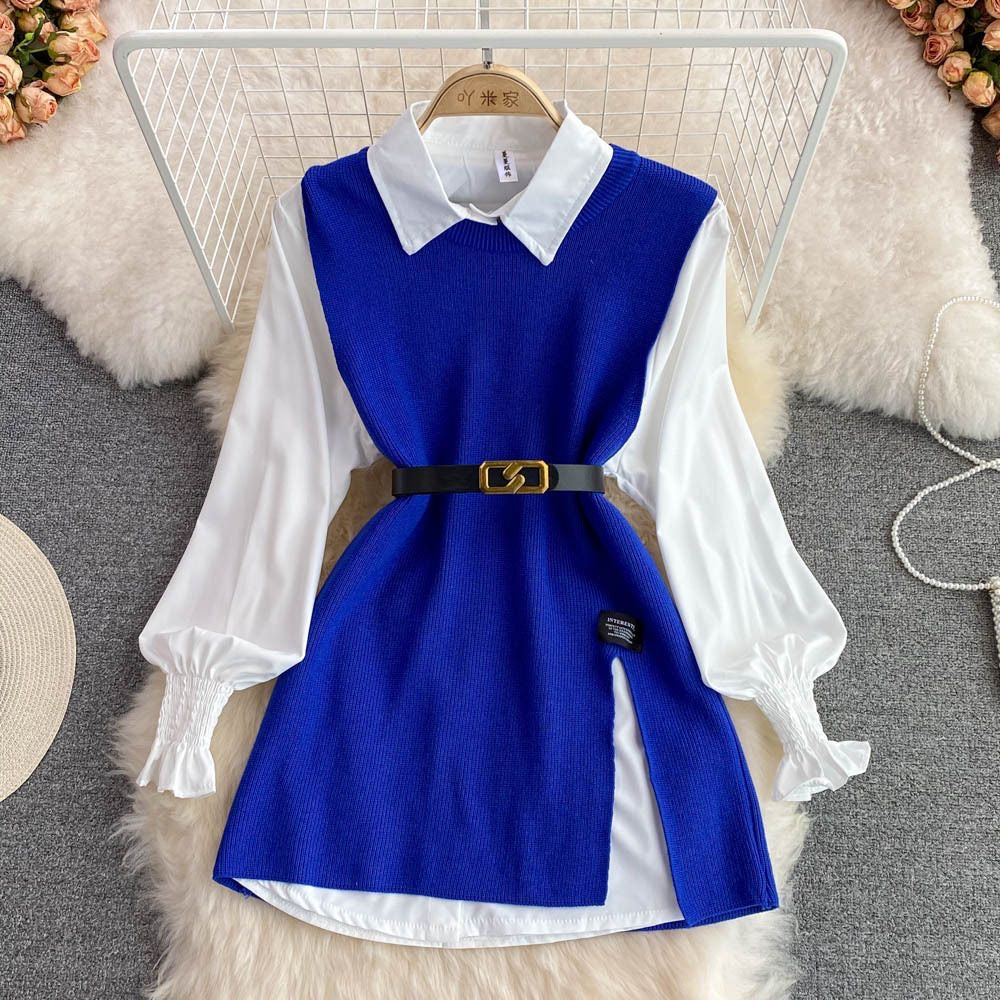 costume de pull chemise blanche à manches longues