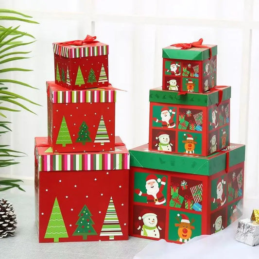 6 Boîte à cadeau 25cm + 15cm+ 10 cm Noël