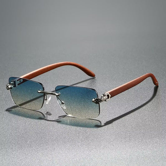 Lunettes de soleil rétro imitation bois,