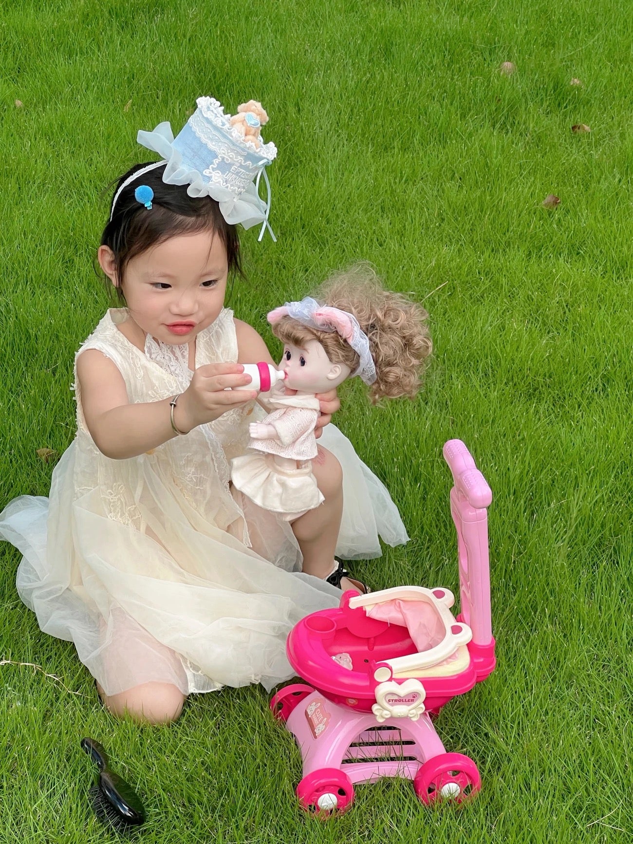 Mini poussette et poupée  40 cm fille