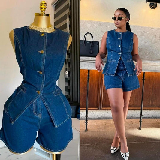 Ensemble jeans culotte femme