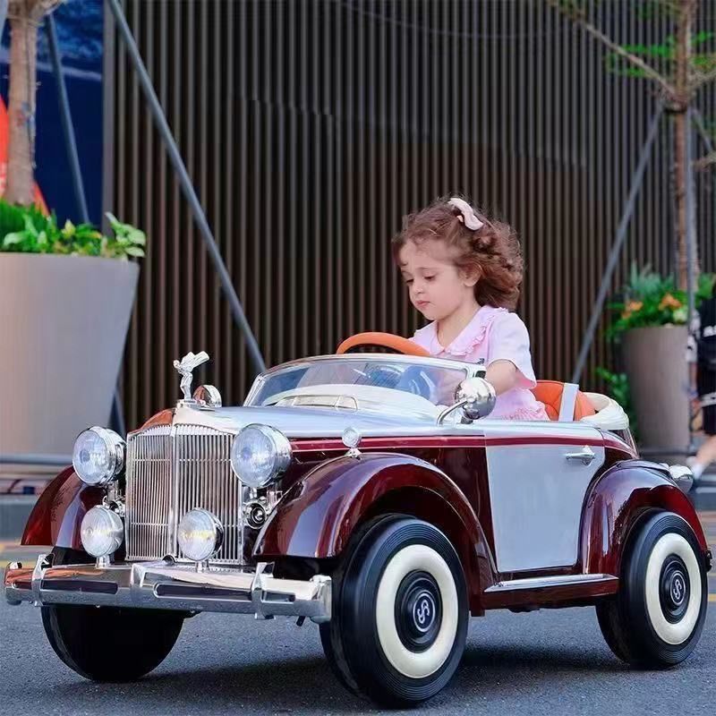 Voiture classique rétro voiture électrique pour enfants à quatre roues double place